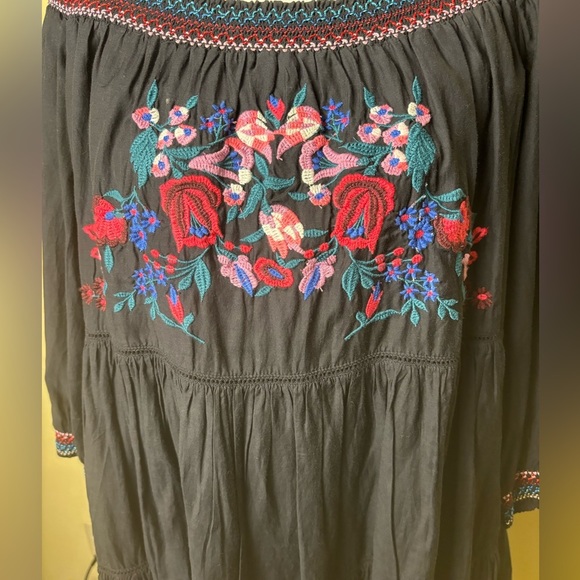 Free People Sunbeam Mini Dress Off Shoulder Embroidered Size Medium - Picture 3 of 5